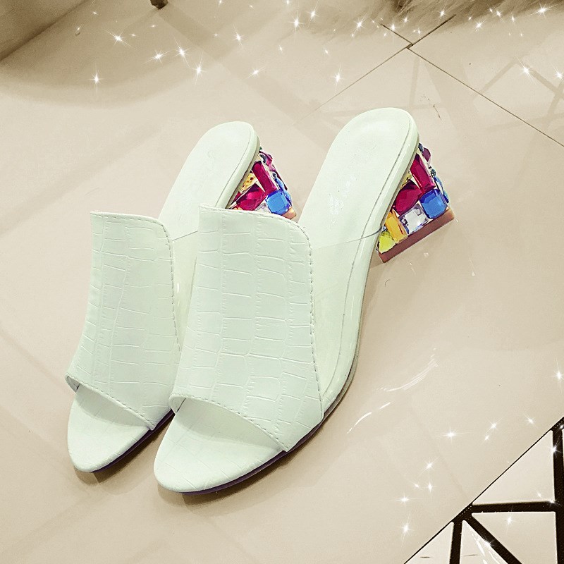 2019 Ladies Summer Slippers Shoes Women high Heels Sandals女 - 图3