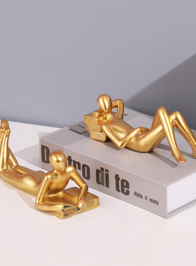 轻奢抽象阅读者人物模型摆件