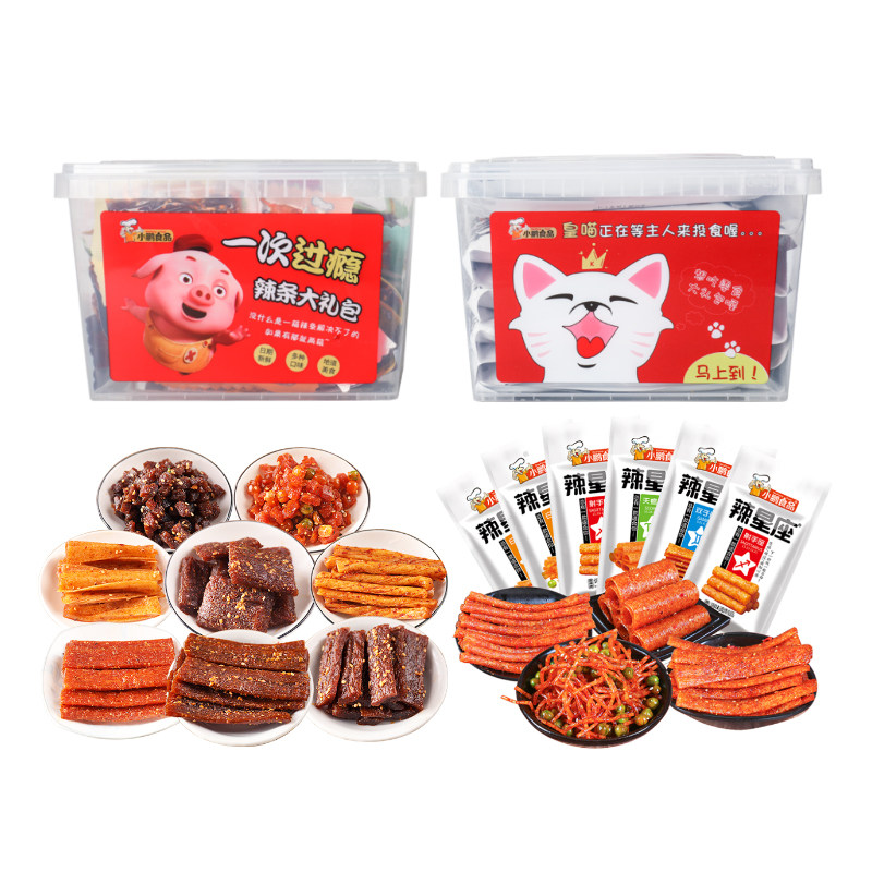 网红辣条整箱儿时80后零食大礼包 小鹏食品豆腐干