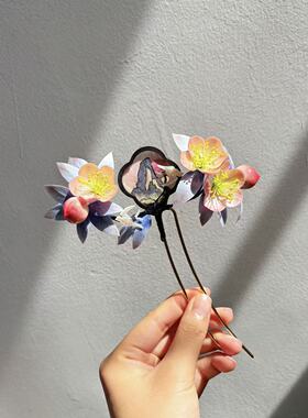手工发饰非遗绒花温婉气质发簪发钗甜美古风温柔气质甜美