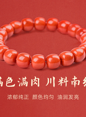 手链女款2025新款手串水晶天然川料南红转运佛珠本命年素串盘玩