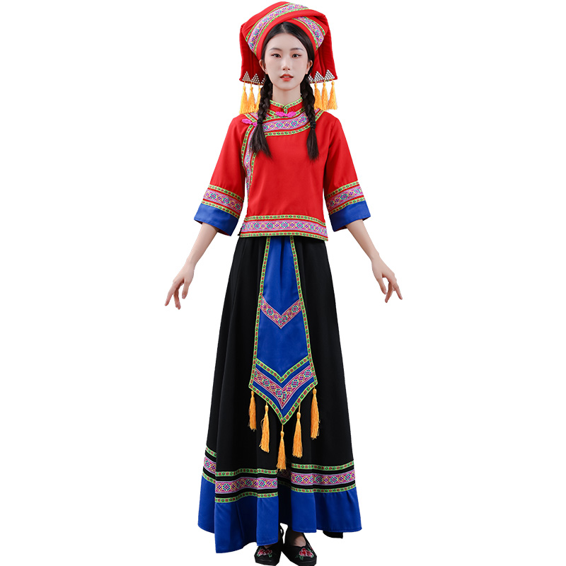 少数民族服装壮族舞蹈演出服装女56个民族土家族彝族瑶族表演服饰-图3