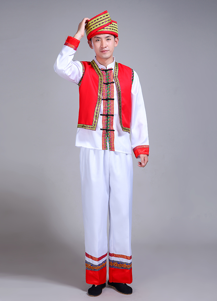 纳澜彩旗舰店新款苗族演出服男成人广西壮族少数民族舞蹈服舞台葫芦丝表演服装1
