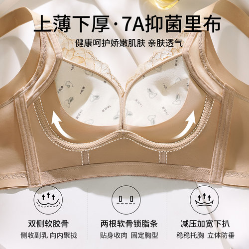 婷美2026夏小胸聚拢蕾丝内衣抑菌调整型不空杯收副乳提拉防垂文胸 - 图2