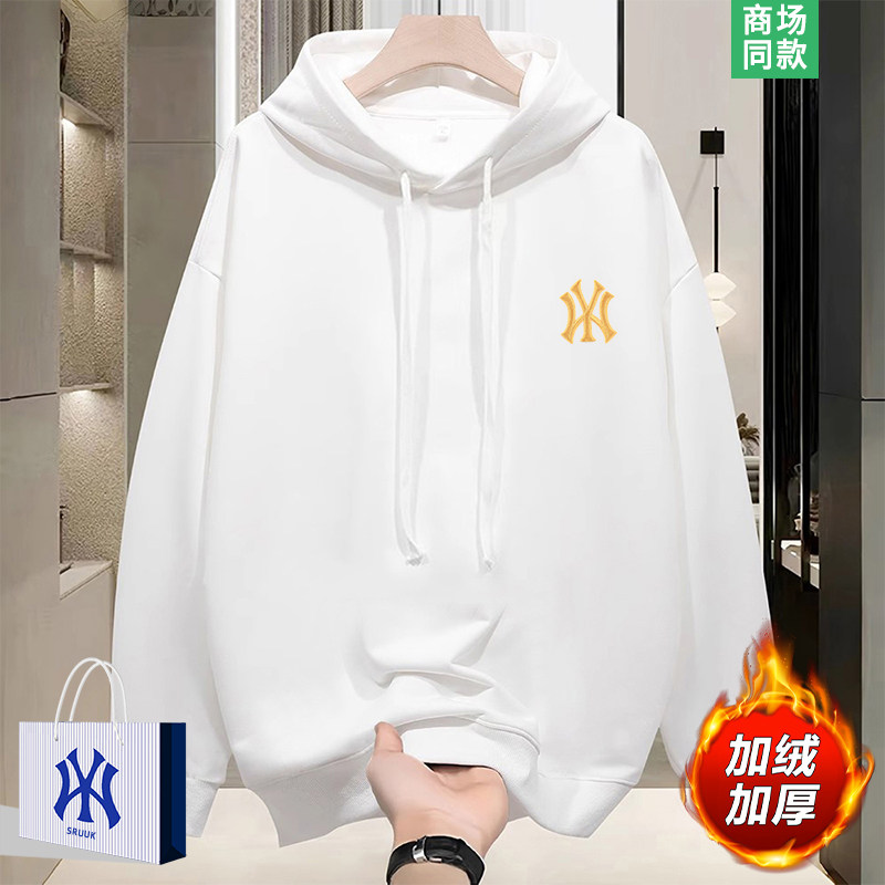 【奥莱专场】立体刺绣 | 痞帅风 | 加绒卫衣男士潮牌冬装连帽外套 - 图0