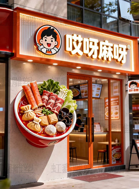 麻辣烫店定制仿真大碗麻辣烫立体户外门头玻璃钢雕塑壁挂装饰摆件