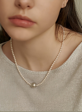 白色灰色珍珠项链女简约