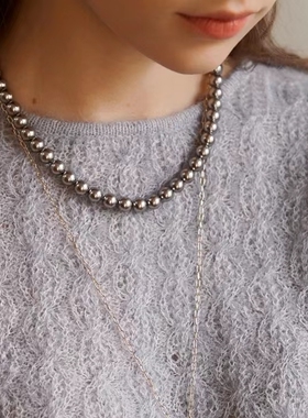 koch珍珠金色锁骨链女深灰色