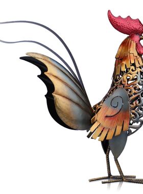 横成雄鸡金鸡手工摆件灰色公鸡彩色大公鸡工艺品创意家居摆件H