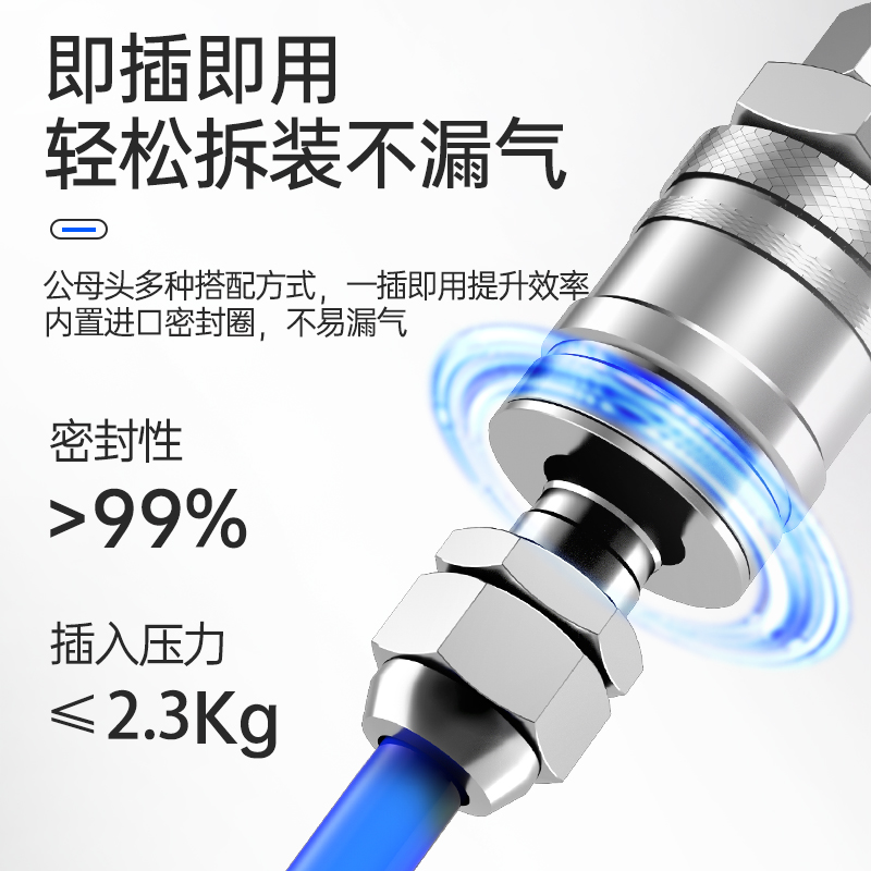 c式快速接头气管自锁接头不锈钢快装快插塑钢气动工具空压机对接 - 图2