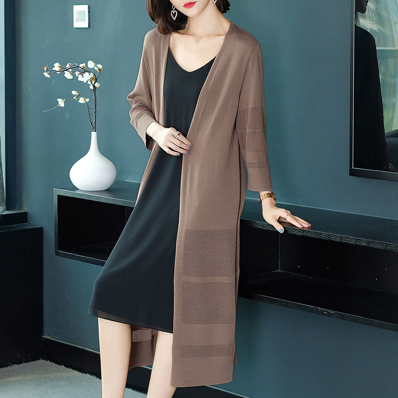 冰丝开衫中长款披风薄款外搭防晒衣 姿必美毛针织衫