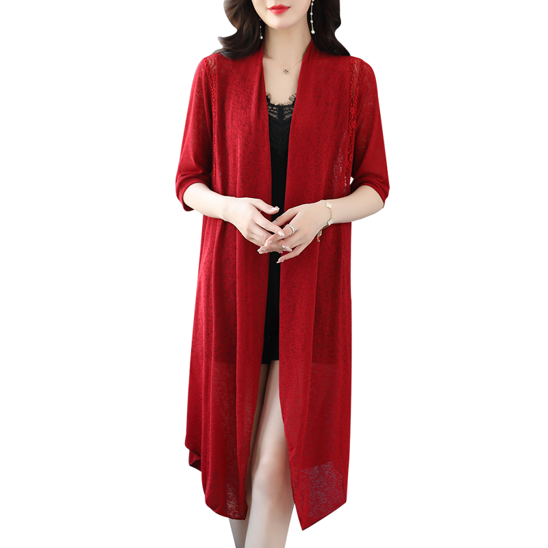 2022夏款披肩外套中长款超薄开衫 姿必美蕾丝衫/雪纺衫