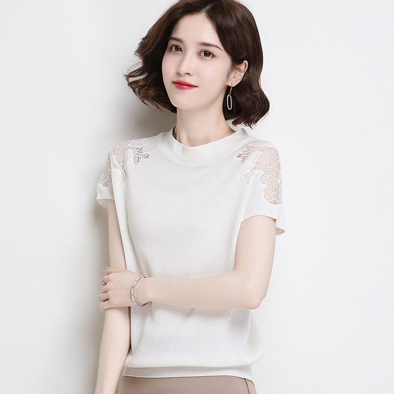 冰丝针织衫薄款短袖2019夏装t恤 姿必美T恤