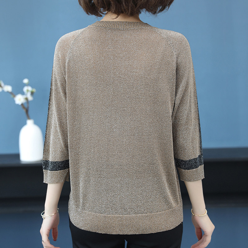 夏季冰丝针织衫亮丝七分袖韩版t恤 姿必美毛针织衫
