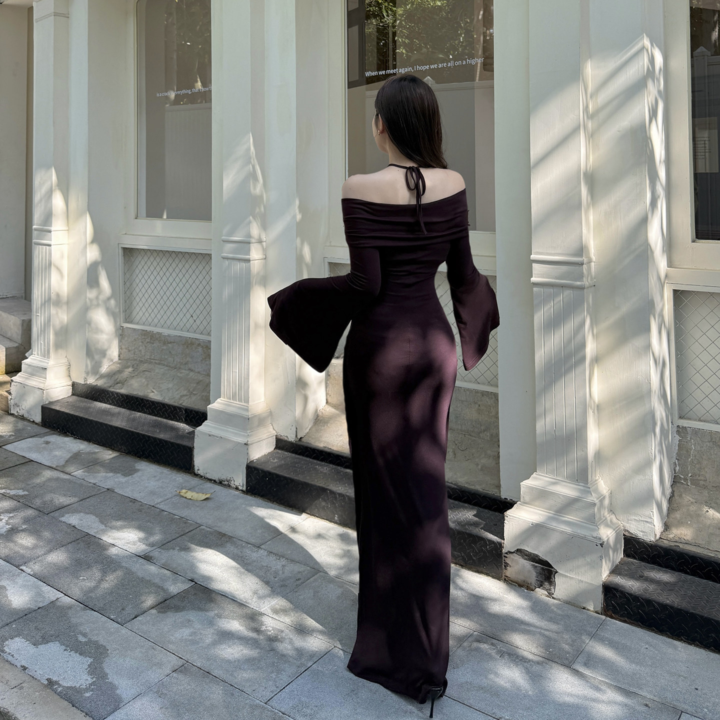 INSTUNNING缪思女神紫色抹胸连衣裙女一字肩设计感网纱包臀鱼尾裙,淘宝优惠券,粉丝福利购,淘宝优惠卷