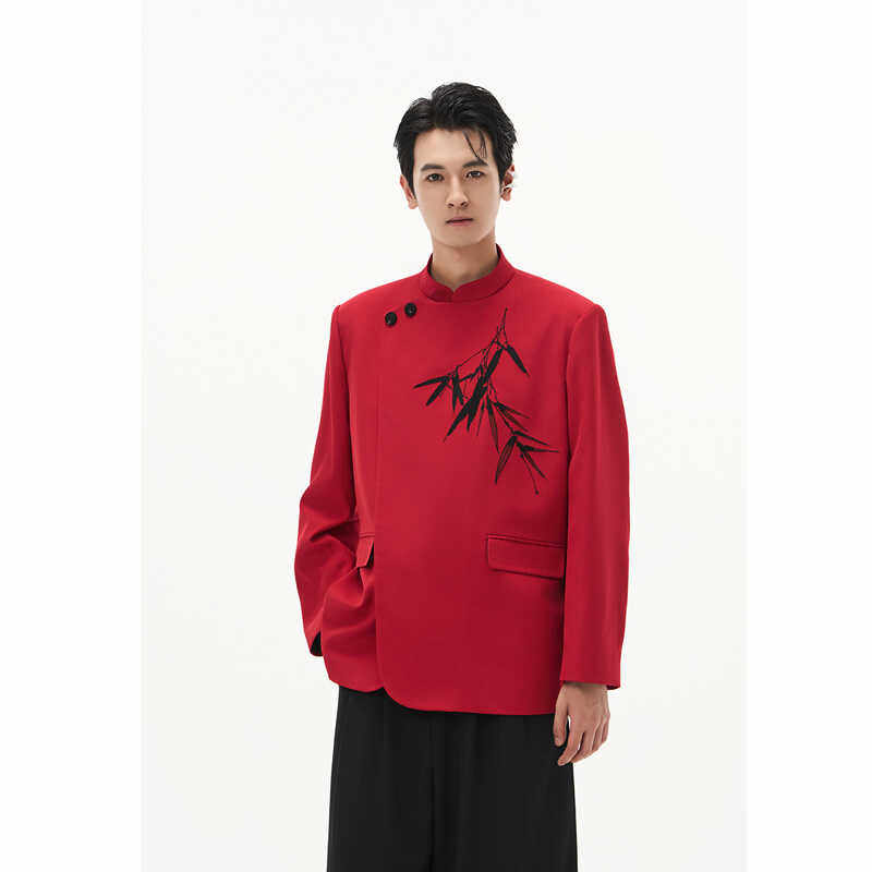 DIBINSAI「竹枝词意」新中式国风西装 立领竹子绣花 休闲西服外套,淘宝优惠券,粉丝福利购,淘宝优惠卷