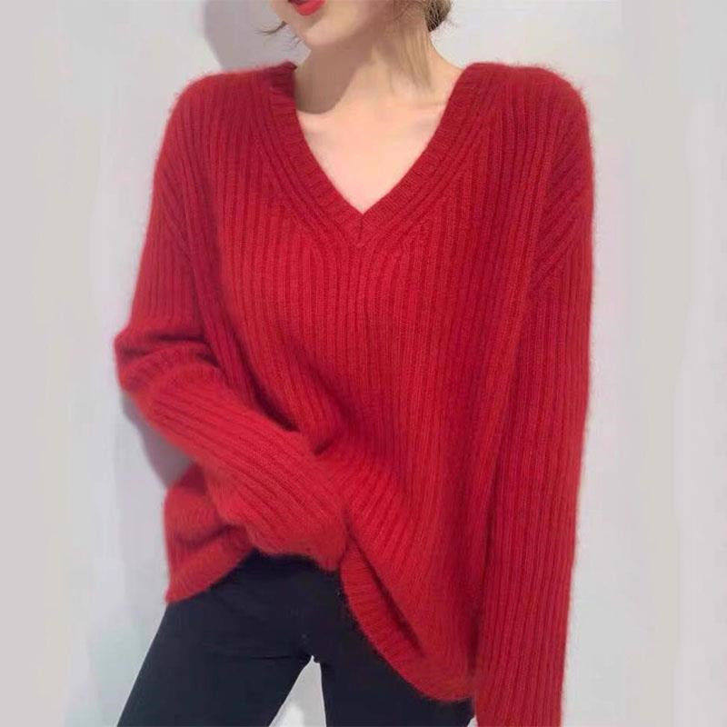 2025年新款宽松胖MM大码水貂绒衫秋冬慵懒风鸡心领针织打底毛衣女,淘宝优惠券,粉丝福利购,淘宝优惠卷