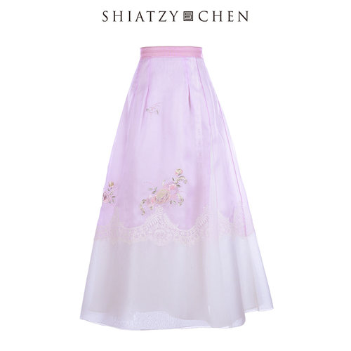 SHIATZY CHEN/夏姿·陈经典拼色欧根纱刺绣半裙602202 - 图2