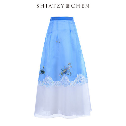 SHIATZY CHEN/夏姿·陈经典拼色欧根纱刺绣半裙602202 - 图3
