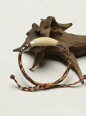 本命年护佑黑狗牙手链金刚结