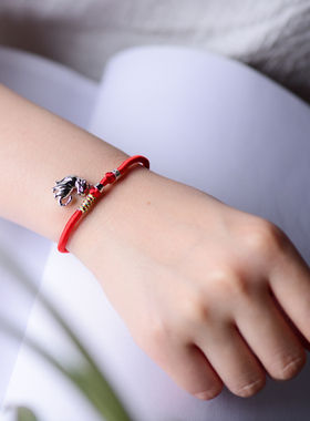 925银属虎本命年编织红绳