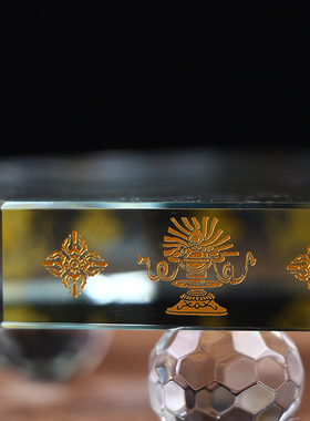 LED灯发光水晶底座八角形底盘七色光佛像舍利塔佛塔底座桌面摆件