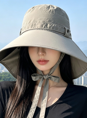 黑胶渔夫帽女夏季防晒遮阳披肩