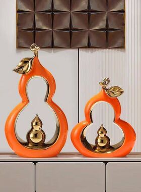 轻奢新中式葫芦鹿寓意陶瓷摆件家居客厅玄关电视柜酒柜禅意装饰