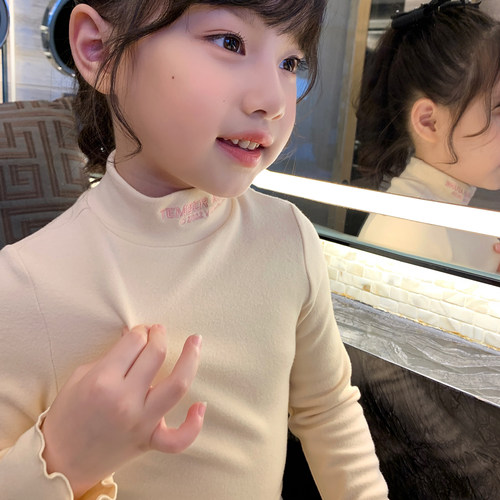 女童高领打底衫秋冬2025新款洋气儿童长袖T恤小女孩纯色保暖上衣 - 图3