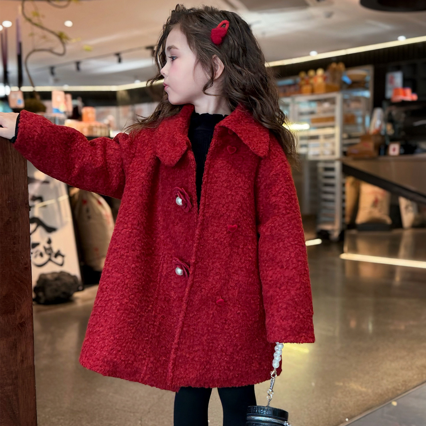 米米哈罗女童毛呢大衣2025新款儿童中长款保暖冬季新年夹棉外套潮,淘宝优惠券,粉丝福利购,淘宝优惠卷