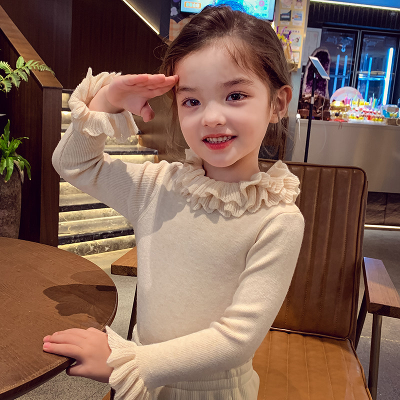 女童毛衣打底衫秋冬2025新款洋气儿童羊毛衫女孩花边领内搭针织衫,淘宝优惠券,粉丝福利购,淘宝优惠卷