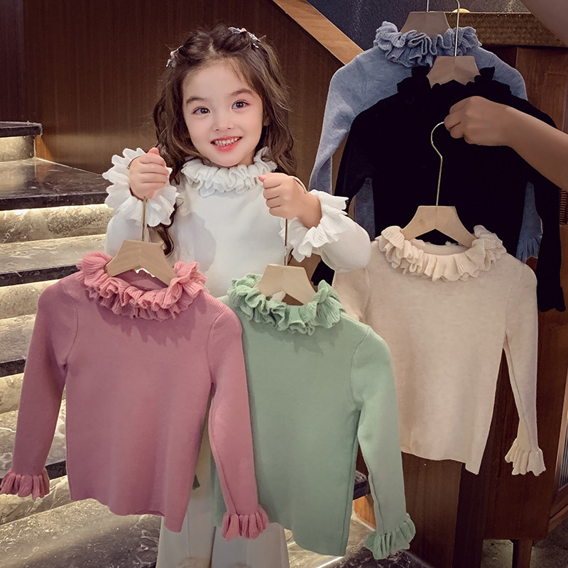 女童毛衣打底衫秋冬2025新款洋气儿童羊毛衫女孩花边领内搭针织衫,淘宝优惠券,粉丝福利购,淘宝优惠卷