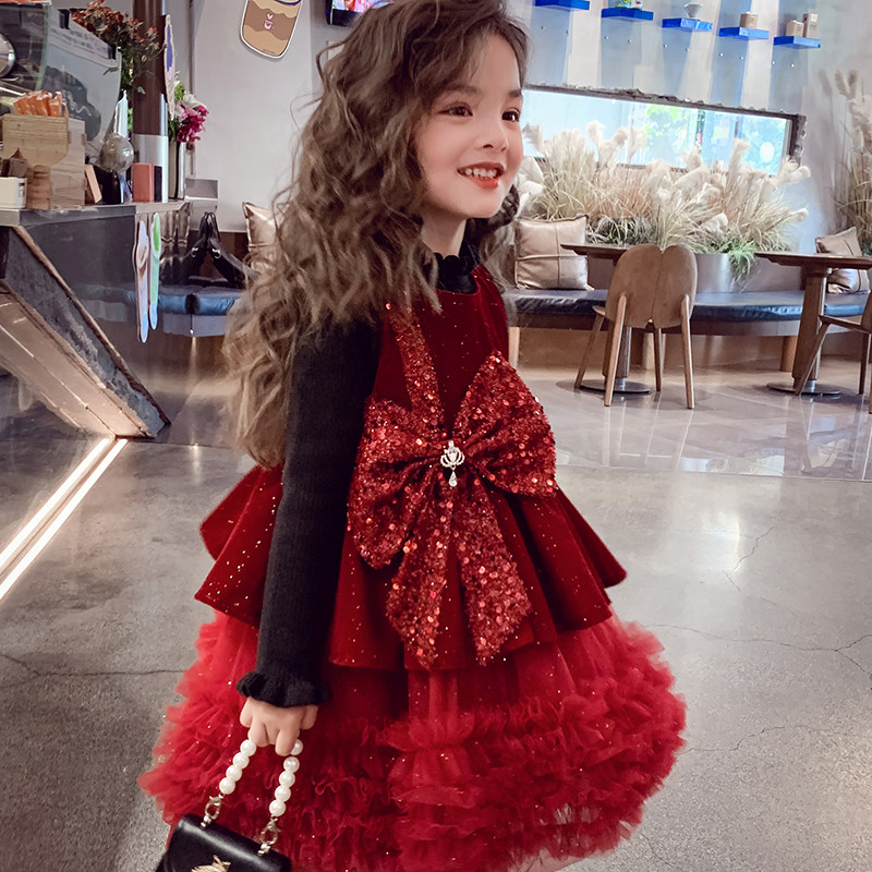 女童公主裙冬装2025新款儿童网纱背心连衣裙小女孩丝绒礼服新年裙,淘宝优惠券,粉丝福利购,淘宝优惠卷