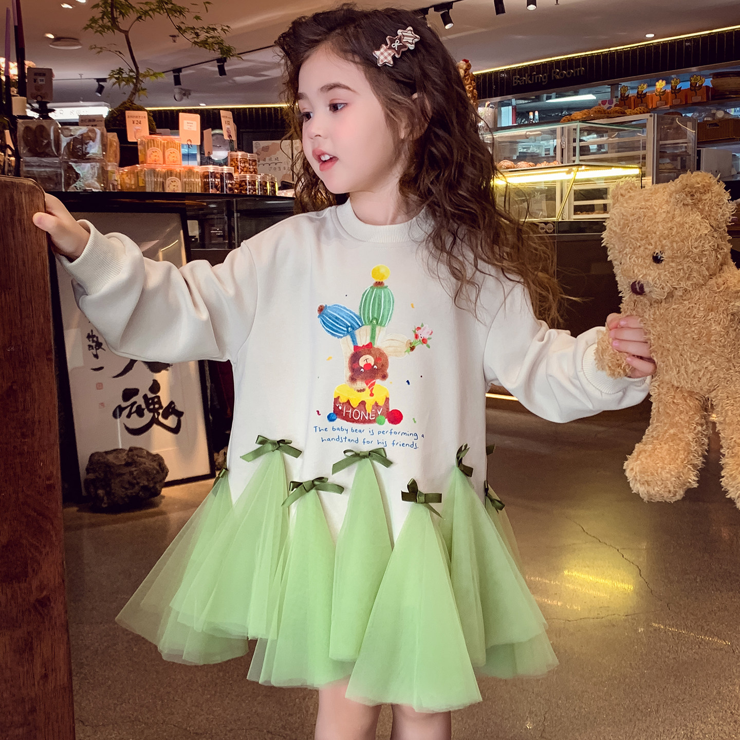 米米哈罗女童连衣裙春装2026新款儿童拼接网纱公主裙小女孩卫衣裙,淘宝优惠券,粉丝福利购,淘宝优惠卷