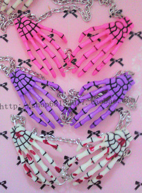 日本原宿骷髅爪子项链