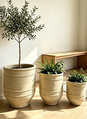 新中式落地种植花盆居家客厅花园绿植搭配摆设酒店样板间软装庭院