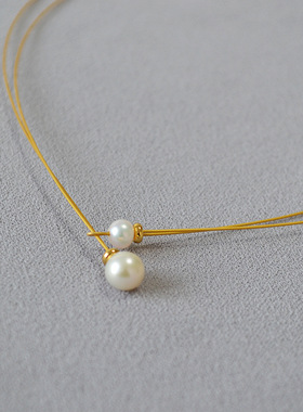 缠绕金丝线淡水珍珠项链