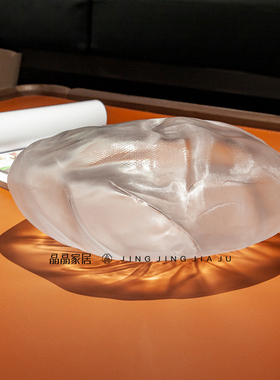 极简轻奢正反两用花瓶摆件创意布纹手工玻璃不规则抽象吹制工艺品