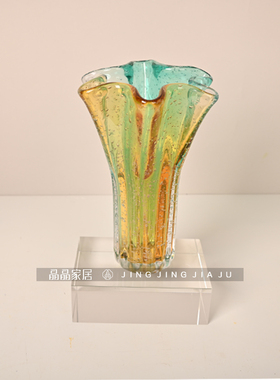 简约渐变色琉璃插花器家居客厅餐桌小巧花瓶摆件水培仿真花装饰品
