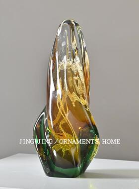 高档艺术弹头琉璃轻奢摆件样板间入户玄关柜茶室书柜子玻璃装饰品