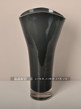 现代简约直筒浅灰色干花器水培养殖花瓶创意软装饰品样板间客房摆