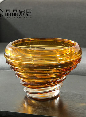 橙色桌面玄关样板间软装玻璃花瓶
