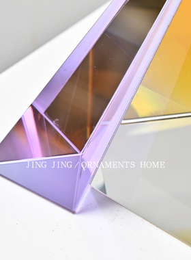 奢华艺术高档水晶金子塔摆件别墅酒柜餐边柜开放格玄关桌书柜摆件