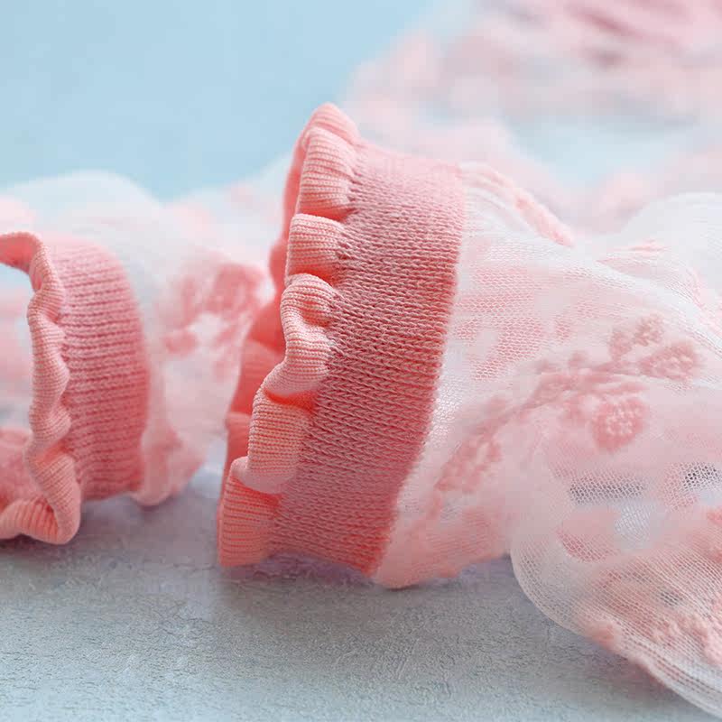 丝袜女韩国进口GG透明网纱女袜木耳边薄棉水