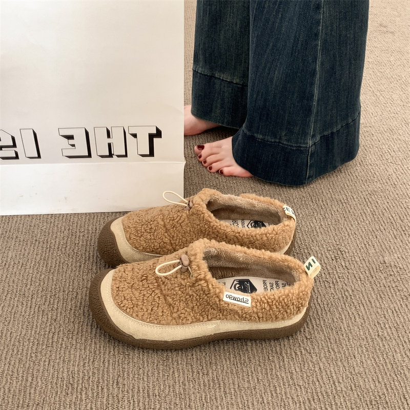 2025冬季新款小羊蹄女鞋平底保暖一脚蹬外穿毛毛鞋套脚勃肯半拖鞋,淘宝优惠券,粉丝福利购,淘宝优惠卷