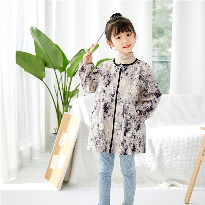 Children's waterproof coveralls for baby girls with long sleeves for painting autumn and winter