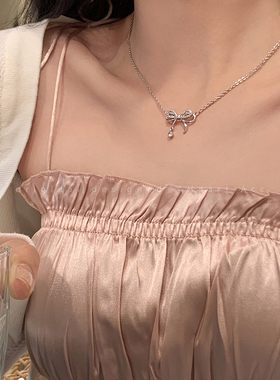 温柔风蝴蝶结锁骨链女轻奢高级感气质百搭配饰小众设计感简约项链