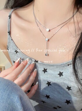 双层钛钢不掉色冷淡风锁骨链