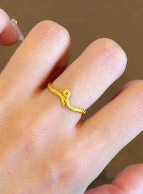 波浪小灵蛇戒指女极细蛇盘