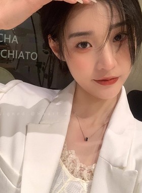 黑色吊坠项链女款轻奢小众